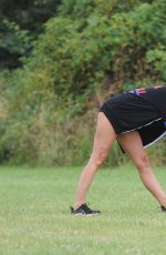 CHLOE SIMS and Pete Wick Working Out in a Park in Essex 07/22/2016