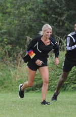 CHLOE SIMS and Pete Wick Working Out in a Park in Essex 07/22/2016