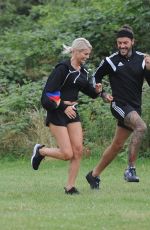 CHLOE SIMS and Pete Wick Working Out in a Park in Essex 07/22/2016