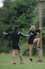 CHLOE SIMS and Pete Wick Working Out in a Park in Essex 07/22/2016