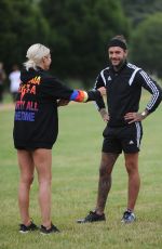 CHLOE SIMS and Pete Wick Working Out in a Park in Essex 07/22/2016