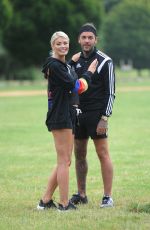 CHLOE SIMS and Pete Wick Working Out in a Park in Essex 07/22/2016