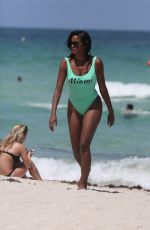 CLAUDIA JORDAN in Swimsuit at a Beach in Miami 07/28/2016