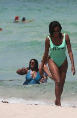CLAUDIA JORDAN in Swimsuit at a Beach in Miami 07/28/2016