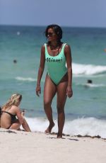 CLAUDIA JORDAN in Swimsuit at a Beach in Miami 07/28/2016