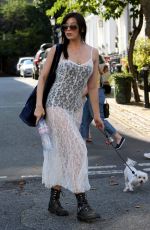 DAISY LOWE Walks Her Dog in London 07/23/2016