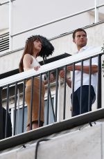 DAKOTA JOHNSON and Jamie Dornan on the Set of "Fifty Shades Darker