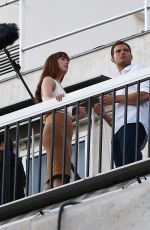 DAKOTA JOHNSON and Jamie Dornan on the Set of "Fifty Shades Darker