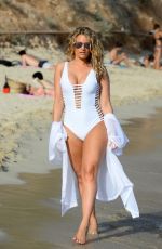DANIELLE ARMSTRONG in Swimsuit on the Set of The Only Way is Essex’ at Magaluf Beach 07/04/2016