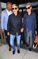 ELLEN DEGENERES and PORTIA DE ROSSI at LAX Airport in Los Angeles 07/06/2016