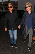 ELLEN DEGENERES and PORTIA DE ROSSI at LAX Airport in Los Angeles 07/06/2016