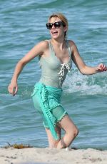 EMMA ROBERTS in Swimsuit at a Beach in Miami 07/14/2016