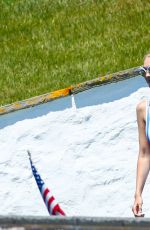 GIGI HADID in Stars and Striped Swimsuit at Taylors