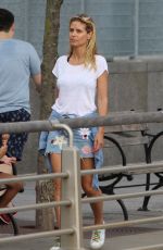 HEIDI KLUM in Denim Skirt Out in New York 07/16/2016