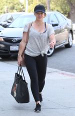 HILARY DUFF Arrives at Portofino Skin Care in Beverly Hills 07/29/2016