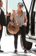 HILARY DUFF Arrives at Portofino Skin Care in Beverly Hills 07/29/2016
