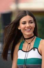 VICTORIA JUSTICE on the Set of Extra in Universal City 07/28/2016