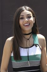 VICTORIA JUSTICE on the Set of Extra in Universal City 07/28/2016