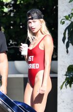 HAILEY BALDWIN in Swimsuit on the Boat in Miami 07/04/2016