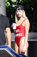 HAILEY BALDWIN in Swimsuit on the Boat in Miami 07/04/2016