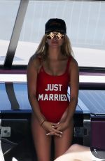 HAILEY BALDWIN in Swimsuit on the Boat in Miami 07/04/2016