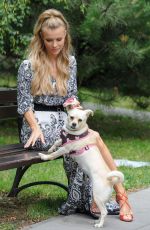JOANNA KRUPA Walks Her Dog Out in Warsaw 07/16/2016