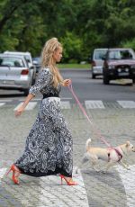 JOANNA KRUPA Walks Her Dog Out in Warsaw 07/16/2016