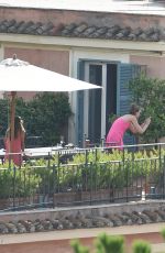 KATE HUDSON on the Balcony of Her Hotel in Rome 07/07/2016