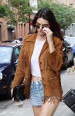 KENDALL JENNER in Denim Shorts Out in New York 07/10/2016