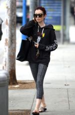 LILY COLLINS Leaves a Pilates Class in Los Anfeles 07/05/2016