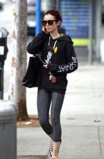 LILY COLLINS Leaves a Pilates Class in Los Anfeles 07/05/2016