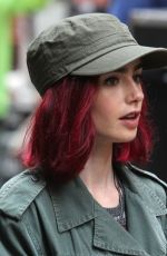 LILY COLLINS on the Set of 