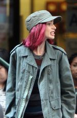 LILY COLLINS on the Set of 