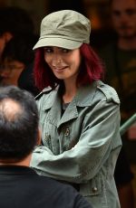 LILY COLLINS on the Set of 