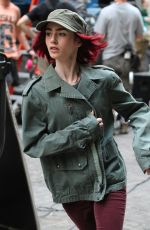 LILY COLLINS on the Set of 