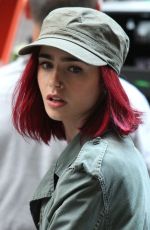 LILY COLLINS on the Set of 