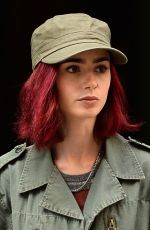 LILY COLLINS on the Set of 