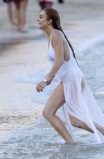 LINDSAY LOHAN and Egor Tarabasov at a Beach in Mykonos 07/03/2016