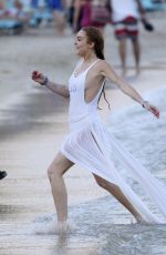 LINDSAY LOHAN and Egor Tarabasov at a Beach in Mykonos 07/03/2016