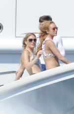 LINDSAY LOHAN in Bikini at a Yacht in Sardinia 07/27/2016