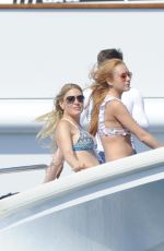 LINDSAY LOHAN in Bikini at a Yacht in Sardinia 07/27/2016