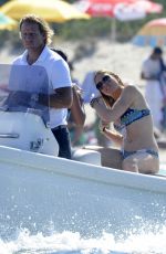 LINDSAY LOHAN in Bikini at a Yacht in Sardinia 07/27/2016