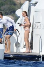 LINDSAY LOHAN in Bikini at a Yacht in Sardinia 07/27/2016