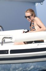 LINDSAY LOHAN in Swimsuit at a Boat in Sardinia 07/28/2016