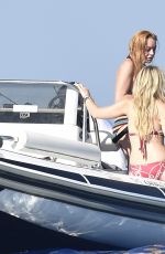 LINDSAY LOHAN in Swimsuit at a Boat in Sardinia 07/28/2016