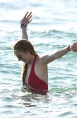 LINDSAY LOHAN in Swimsuit with Some Frinds at a Beach in Mykonos 07/04/2016