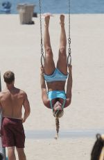 LINDSEY VONN Working Out on the Beach in Santa Monica 07/15/2016