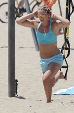 LINDSEY VONN Working Out on the Beach in Santa Monica 07/15/2016