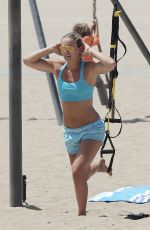 LINDSEY VONN Working Out on the Beach in Santa Monica 07/15/2016