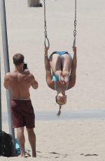 LINDSEY VONN Working Out on the Beach in Santa Monica 07/15/2016